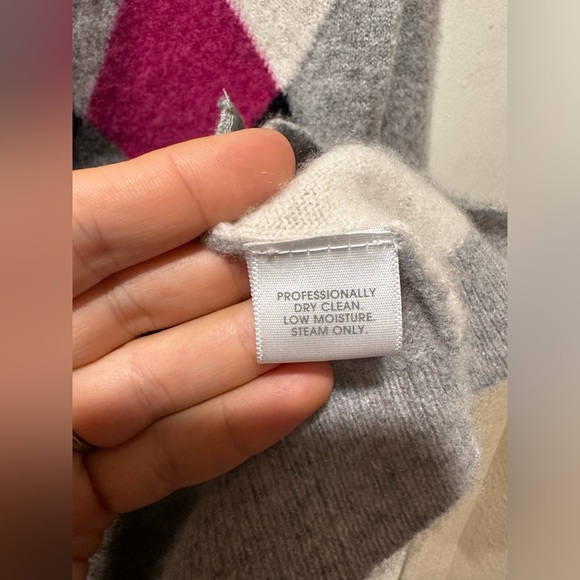 Charter Club Cashmere 100% 2-ply Luxurious Cardigan Argyle Print,size M - Picture 5 of 7